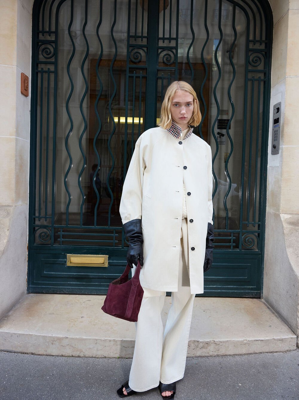 Midi trench with printed interior